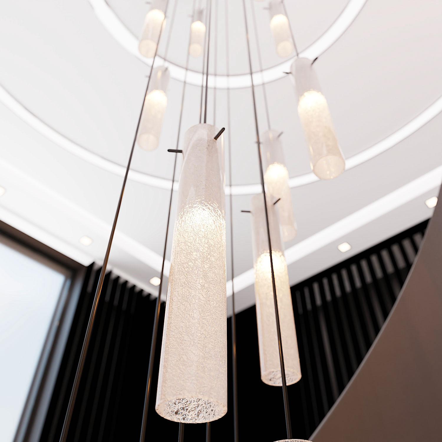 Contemporary Ruzzini Lampadario Giroscala a Cilindri in Vetro di Murano Design Contemporaneo For Sale