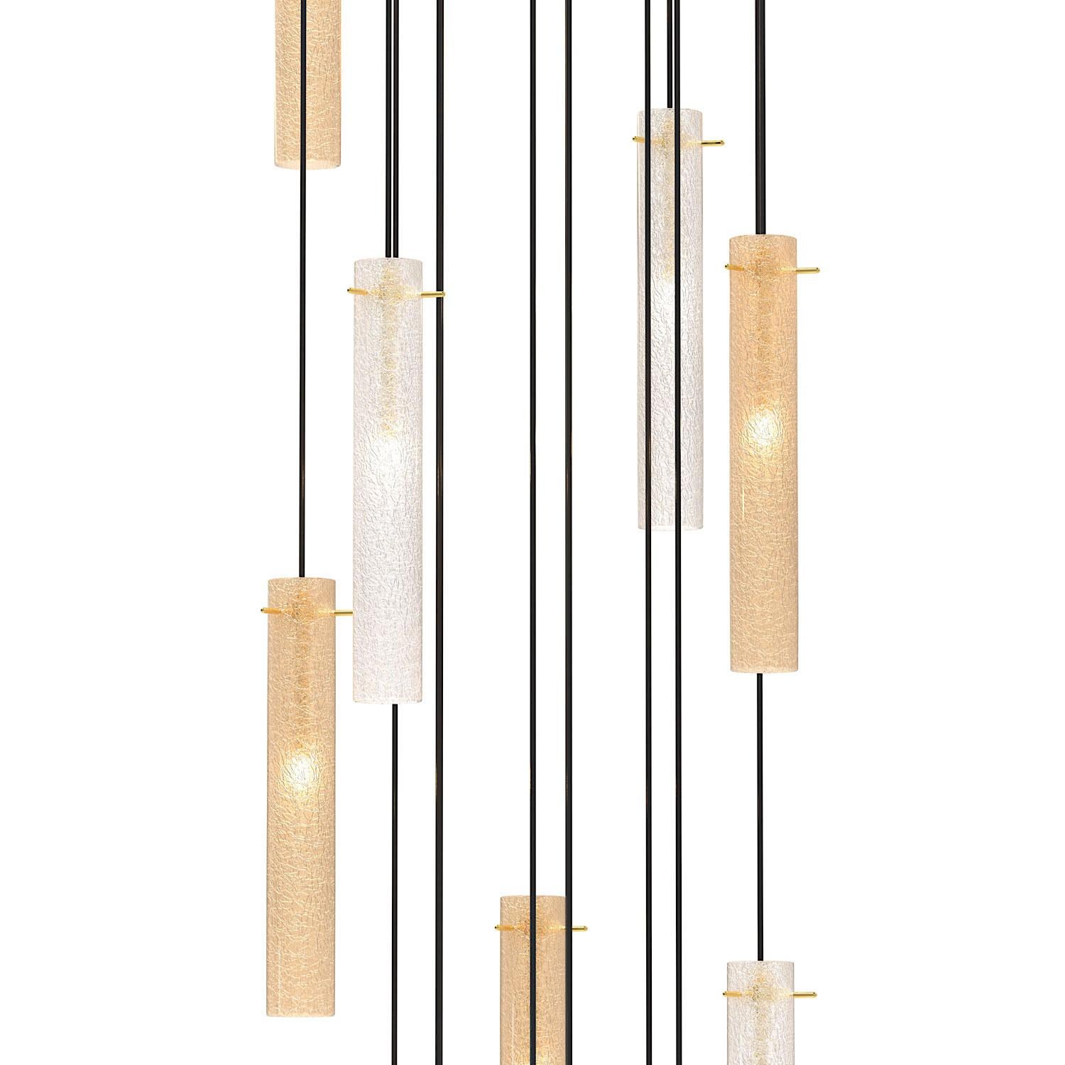 Ruzzini Lampadario Giroscala a Cilindri in Vetro di Murano Design Contemporaneo For Sale 1