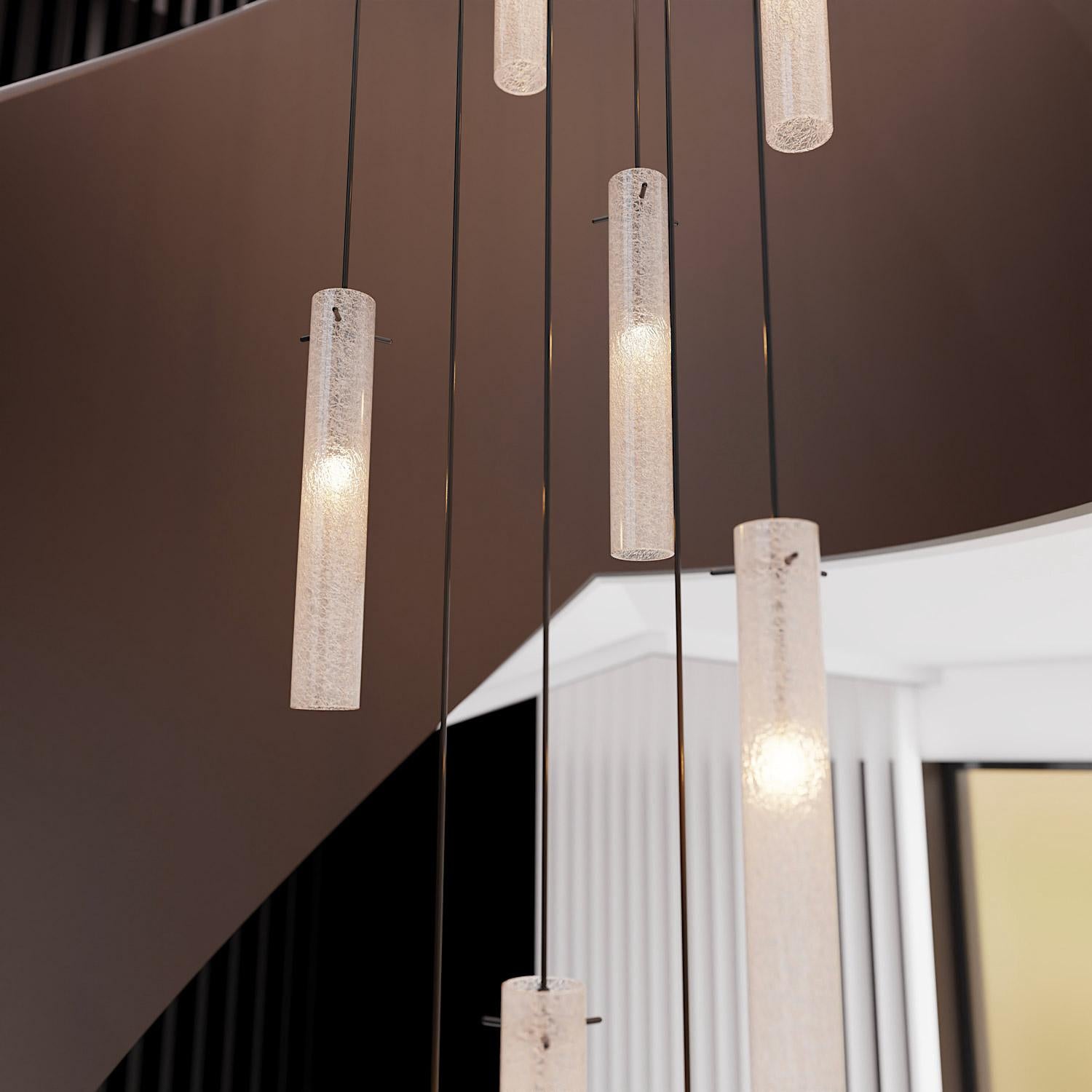 Ruzzini Lampadario Giroscala a Cilindri in Vetro di Murano Design Contemporaneo For Sale 2