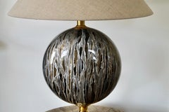 Tomasso Barbi style bras ceramic hollywood regency table lamp. Italy 1970's