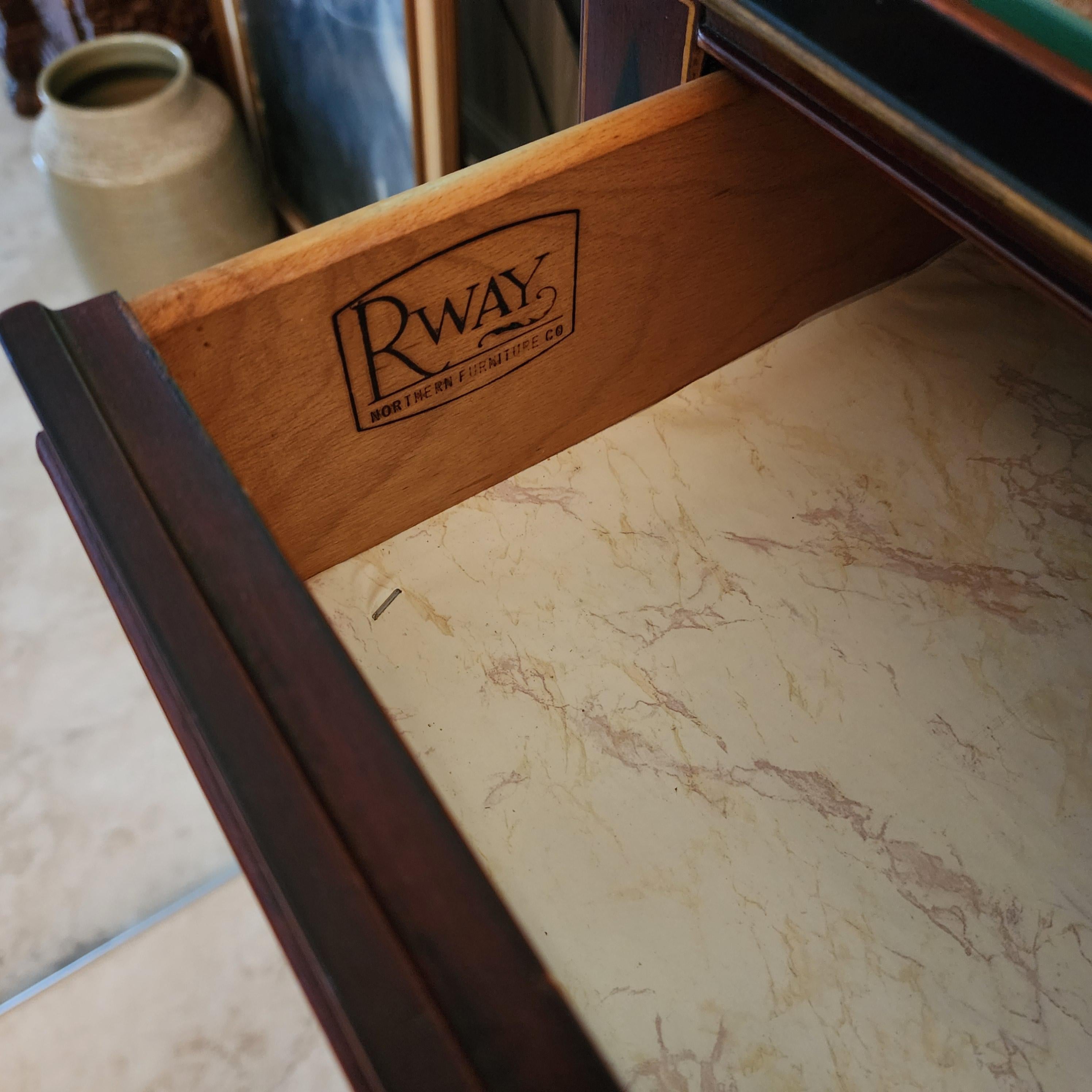 RWAY French Empire Dresser Buffet with Glass Top For Sale 6