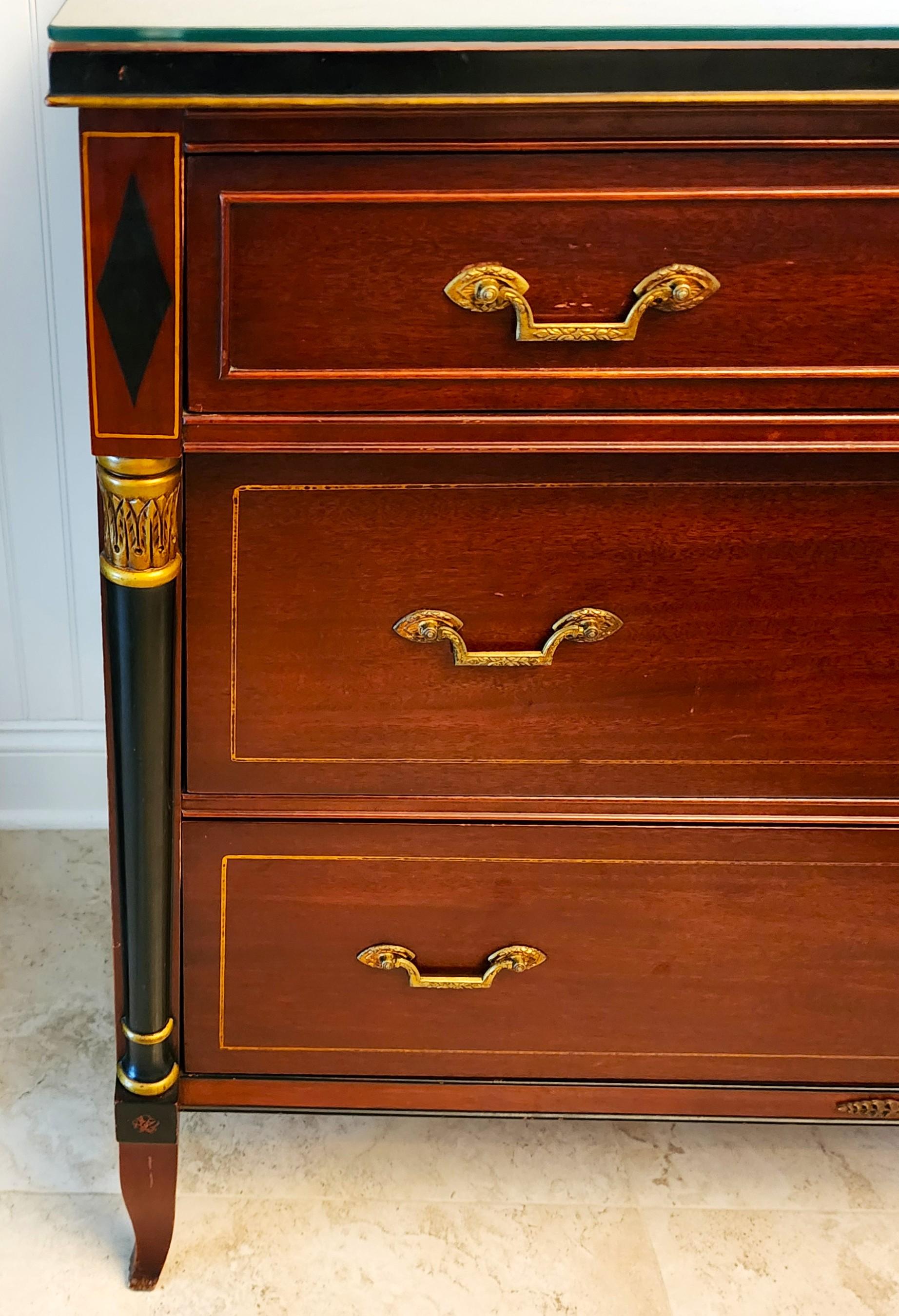 RWAY French Empire Dresser Buffet with Glass Top For Sale 1