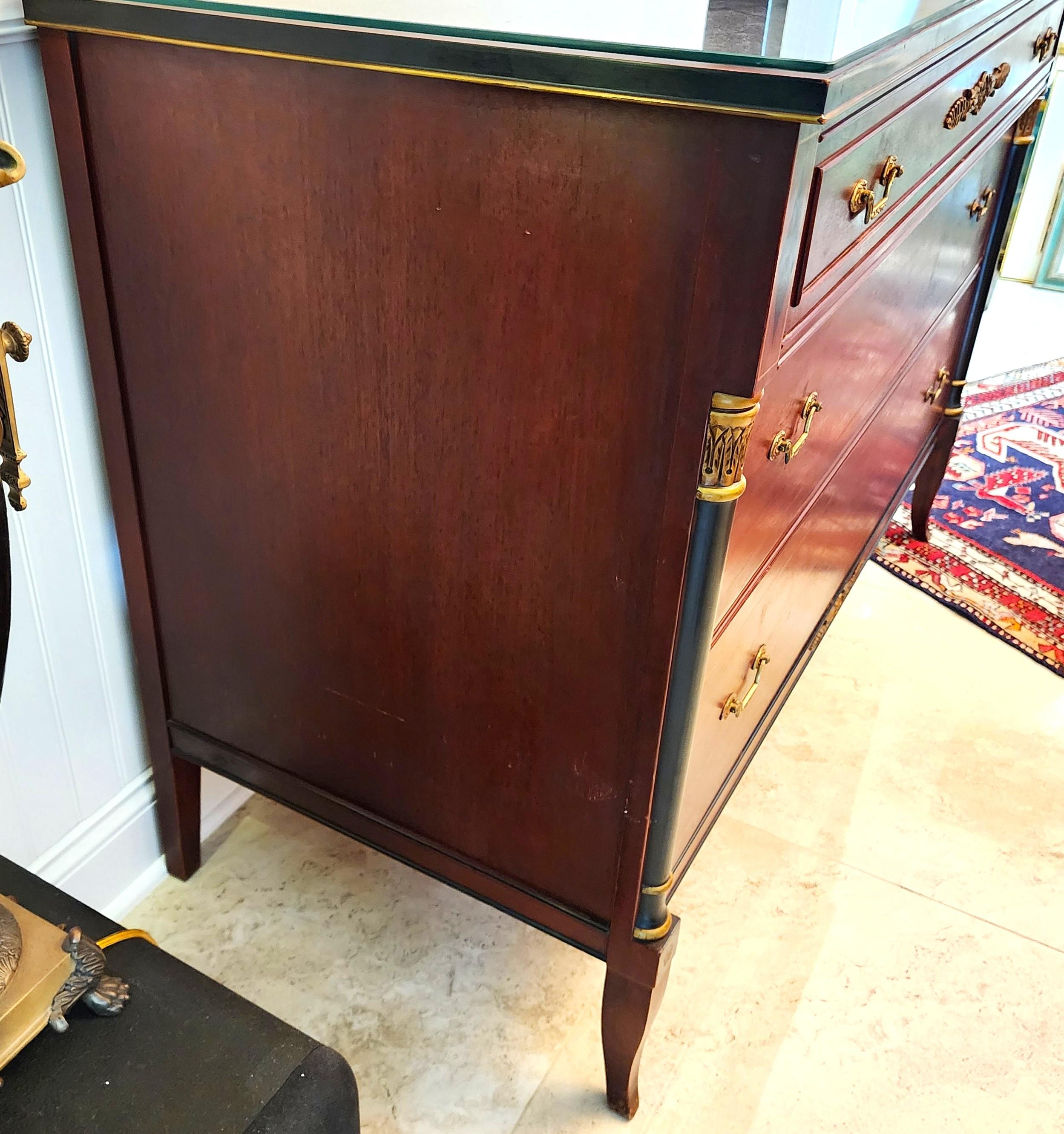 RWAY French Empire Dresser Buffet with Glass Top For Sale 2