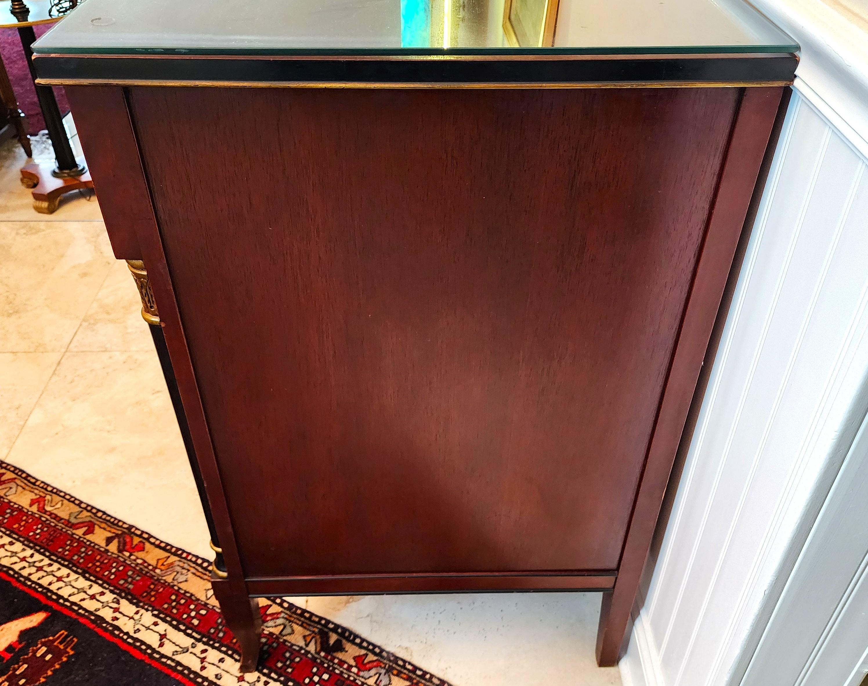 RWAY French Empire Dresser Buffet with Glass Top For Sale 3