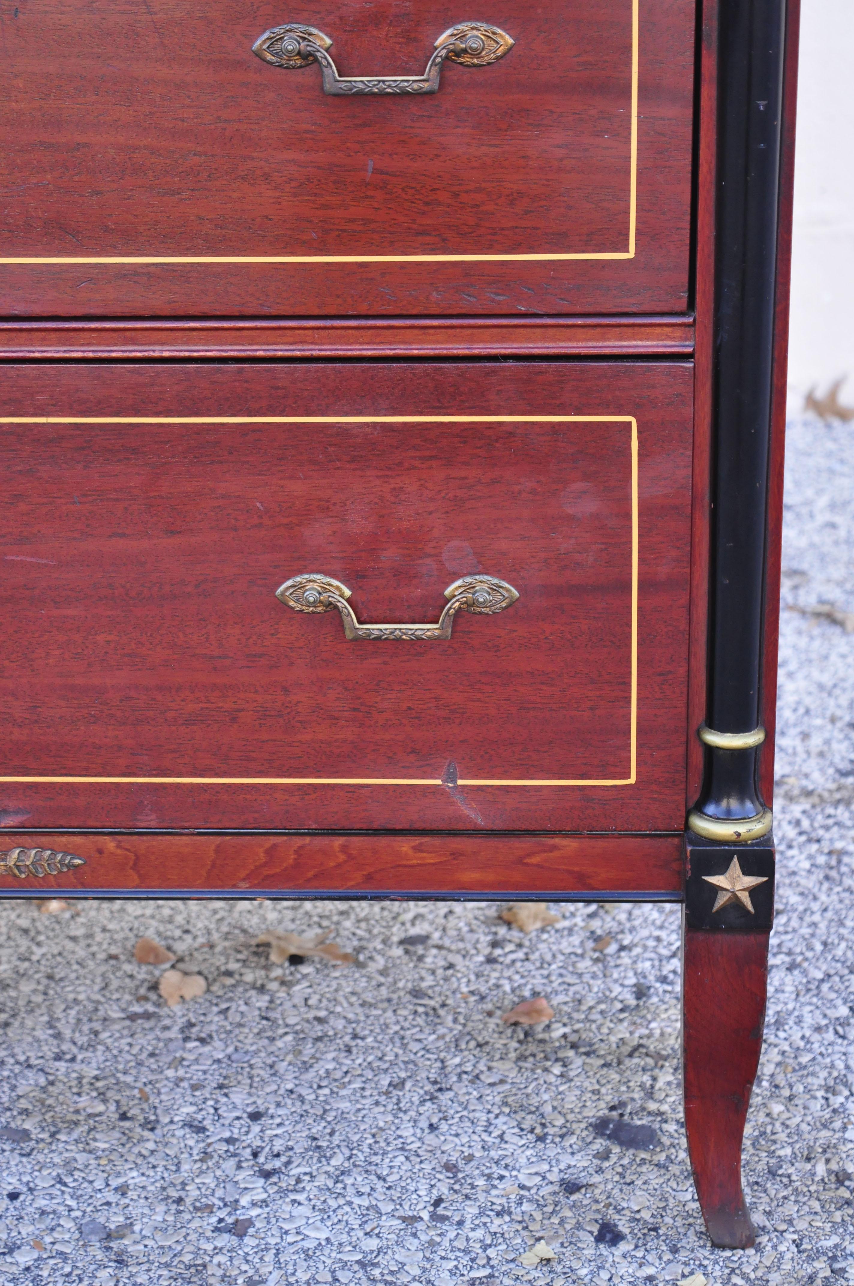 Rway French Empire Neoclassical Mahogany 4 Drawer Tall Chest Dresser Highboy In Good Condition In Philadelphia, PA
