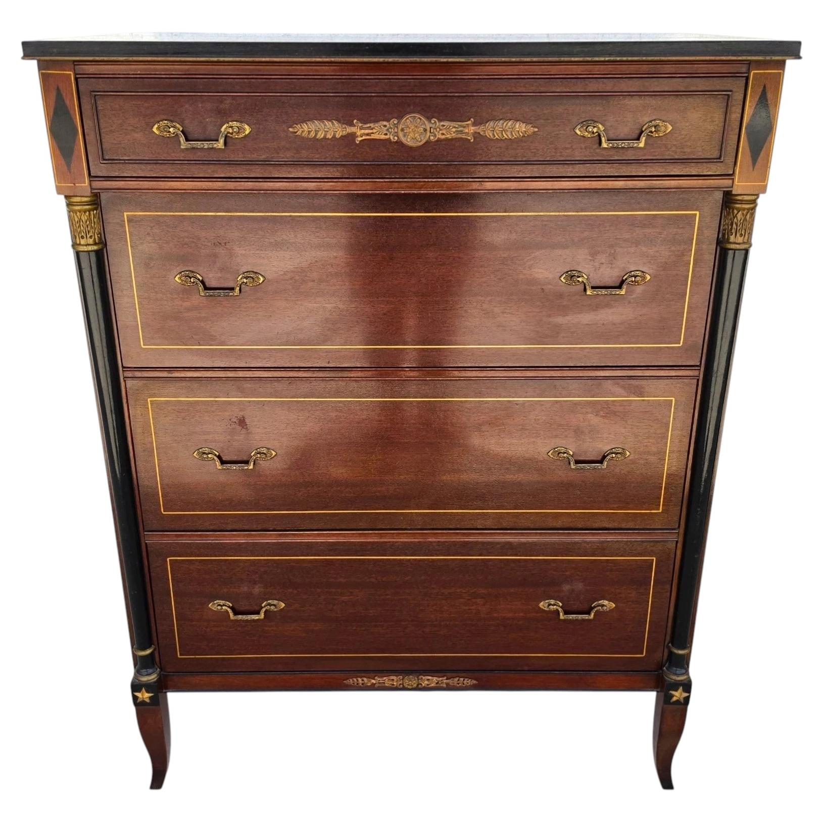 Rway Mid Century French Empire Highboy Dresser
