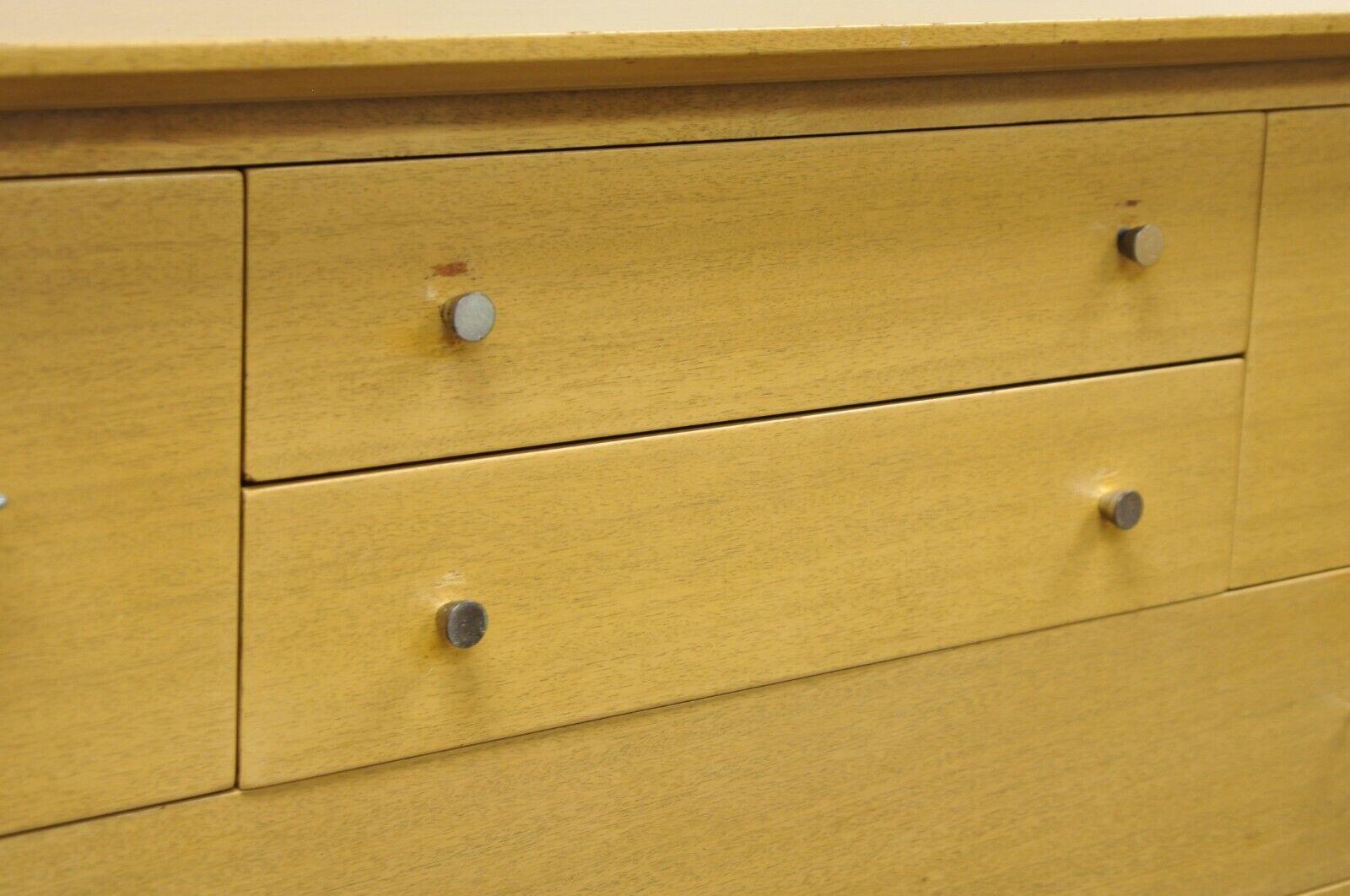 20th Century Rway Mid-Century Modern Bleached Mahogany Sculpted Tall Chest Highboy Dresser For Sale