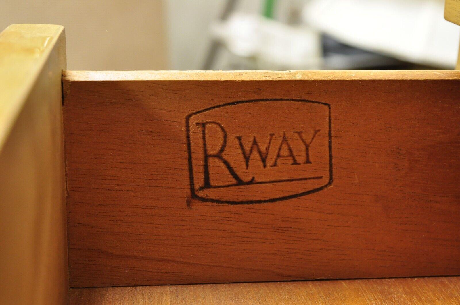 Rway Mid-Century Modern Bleached Mahogany Sculpted Tall Chest Highboy Dresser For Sale 1