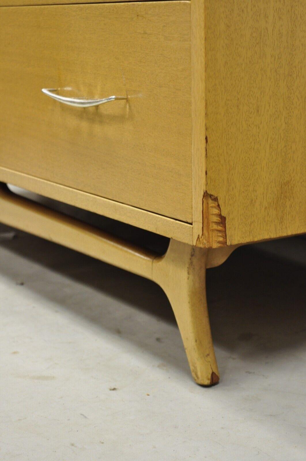 Rway Mid-Century Modern Bleached Mahogany Sculpted Tall Chest Highboy Dresser For Sale 2