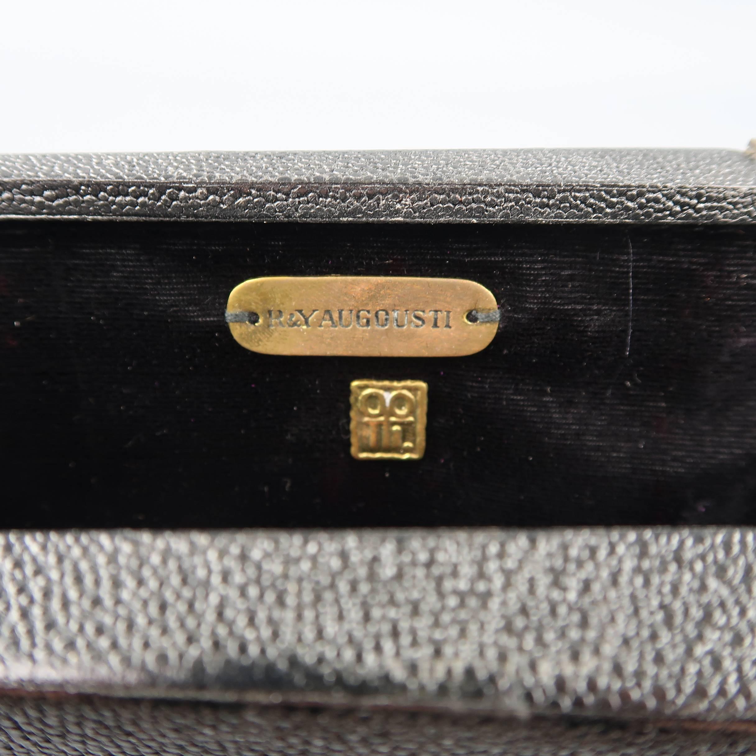 R&Y AUGOUSTI Black Stingray Leather Geometric Clutch Handbag 3