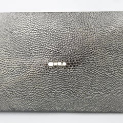 R&Y AUGOUSTI Black Stingray Leather Geometric Clutch Handbag