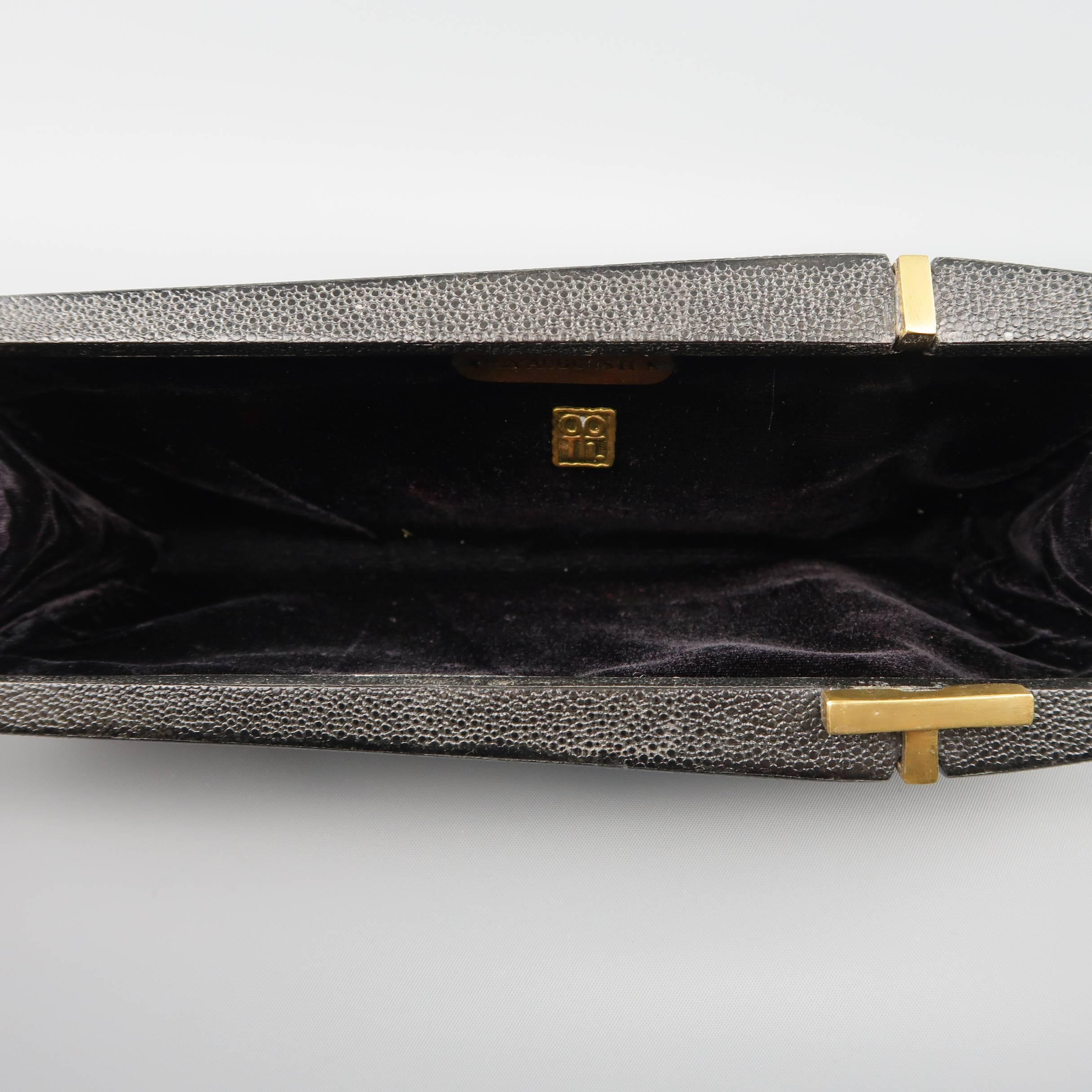 R&Y AUGOUSTI Black Stingray Leather Geometric Clutch Handbag 2