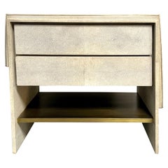 Comodino R & Y Augousti in zigrino crema e bronzo