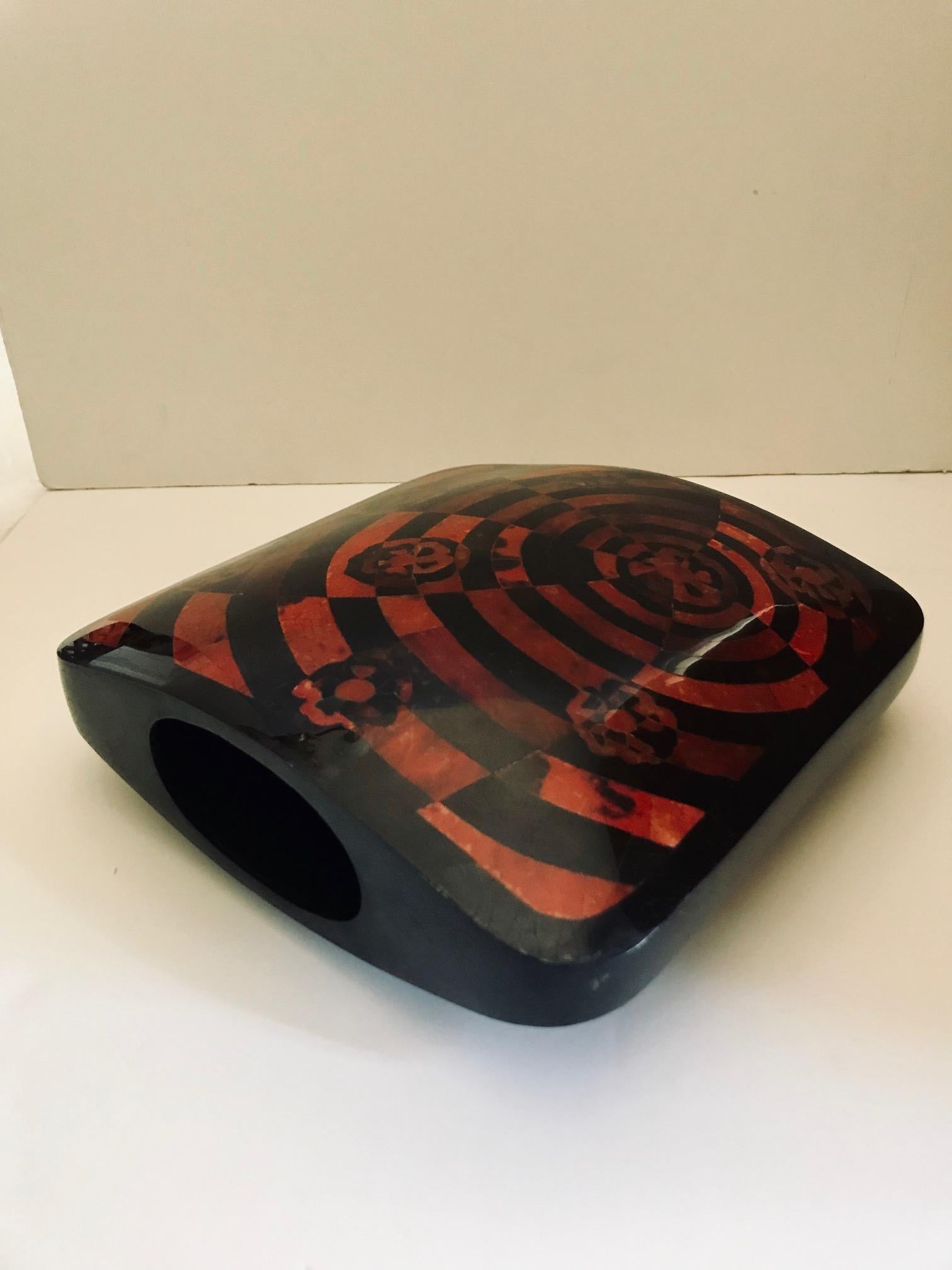 R&Y Augousti Geometric Pen-Shell Vase with Mosaic Inlays 4