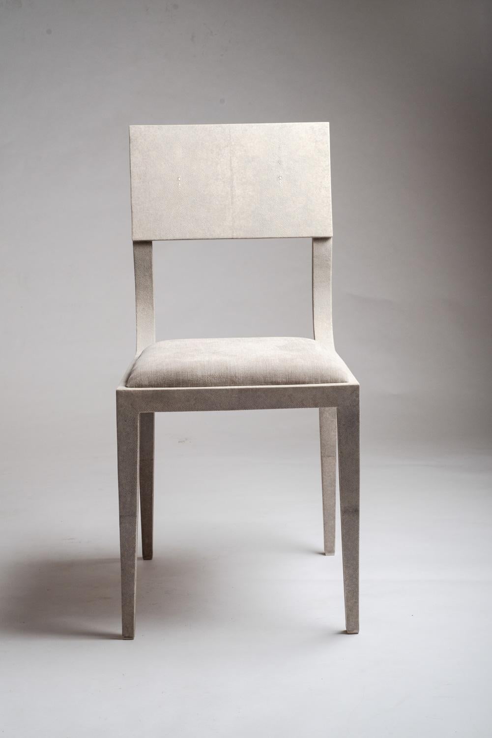 Art Deco Lola Chair in Cream Shagreen with Cream Upholstered Seat by R&Y Augousti For Sale
