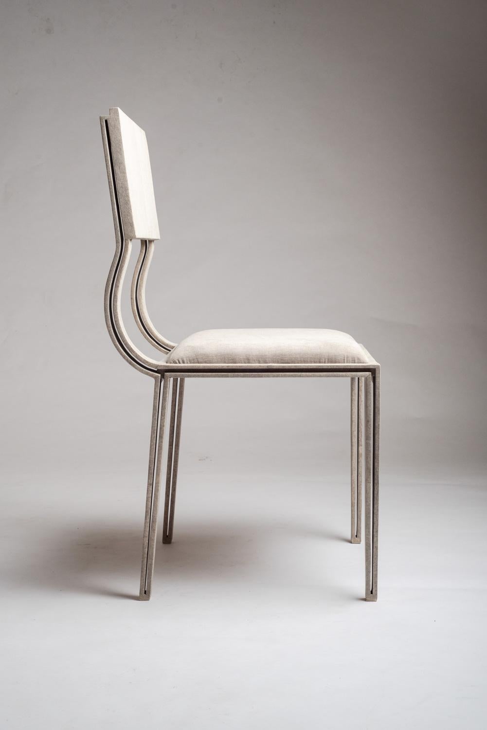 French Lola Chair in Cream Shagreen with Cream Upholstered Seat by R&Y Augousti For Sale