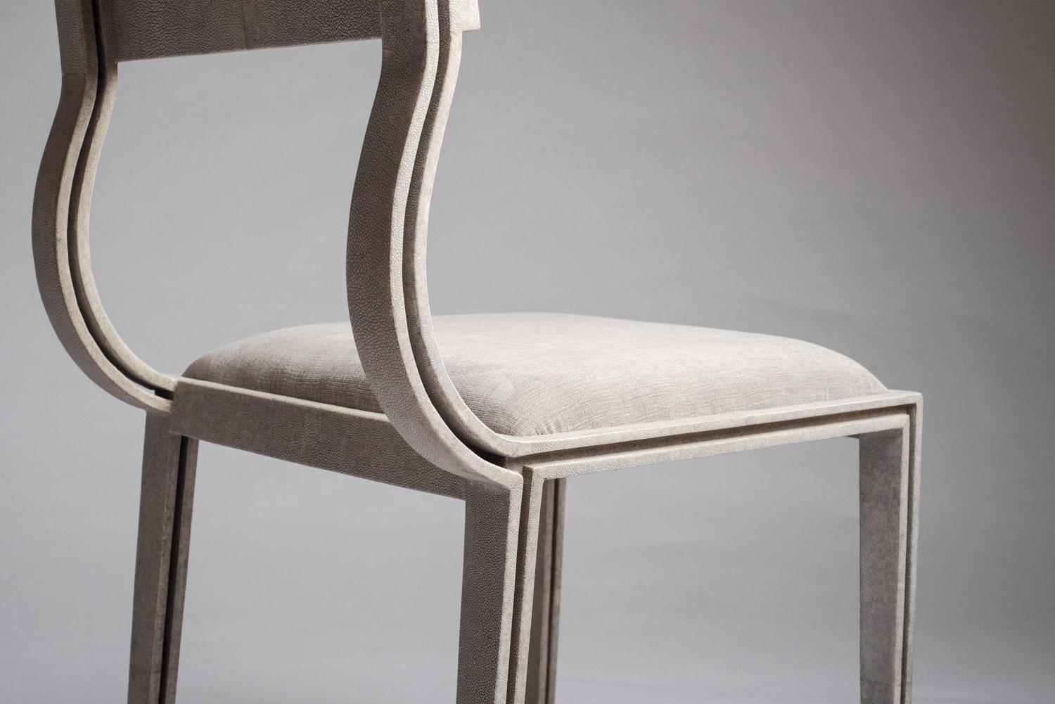 Hand-Crafted Lola Chair in Cream Shagreen with Cream Upholstered Seat by R&Y Augousti For Sale