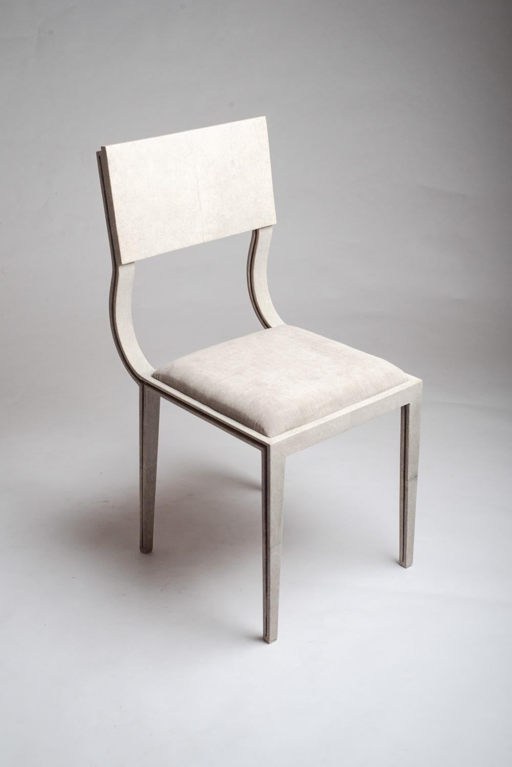 Contemporary Lola Chair in Cream Shagreen with Cream Upholstered Seat by R&Y Augousti For Sale