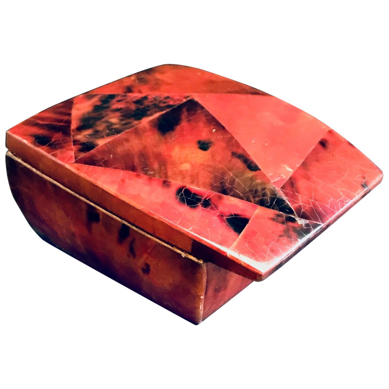 R&Y Augousti Mosaic Trinket Box in Exotic Red Pen-Shell