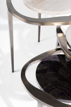 Nesting Side Table "Lily M" in Shagreen and Bronze Patina Brass by R&Y Augousti