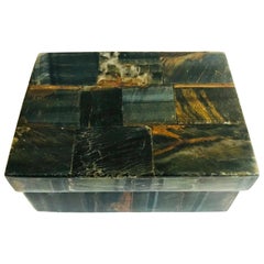 R&Y Augousti Organic Modern Box in Tessellated Tiger Eye Stone