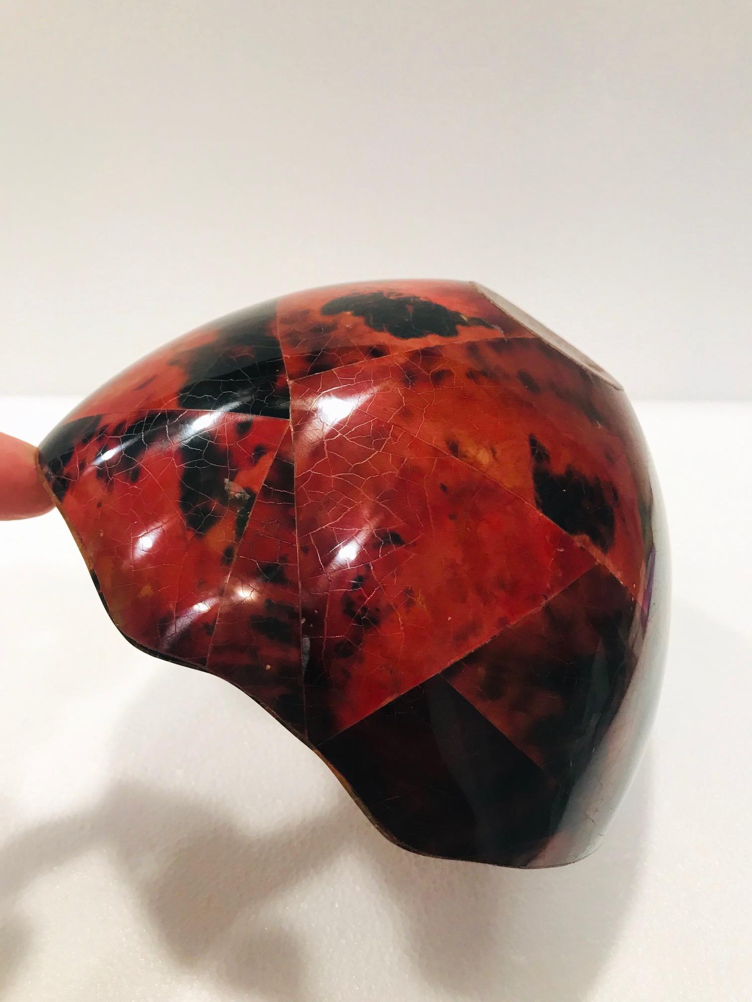 R&Y Augousti Organic Pen-Shell Bowl with Mosaic Inlays in Red & Black circa 2000 1