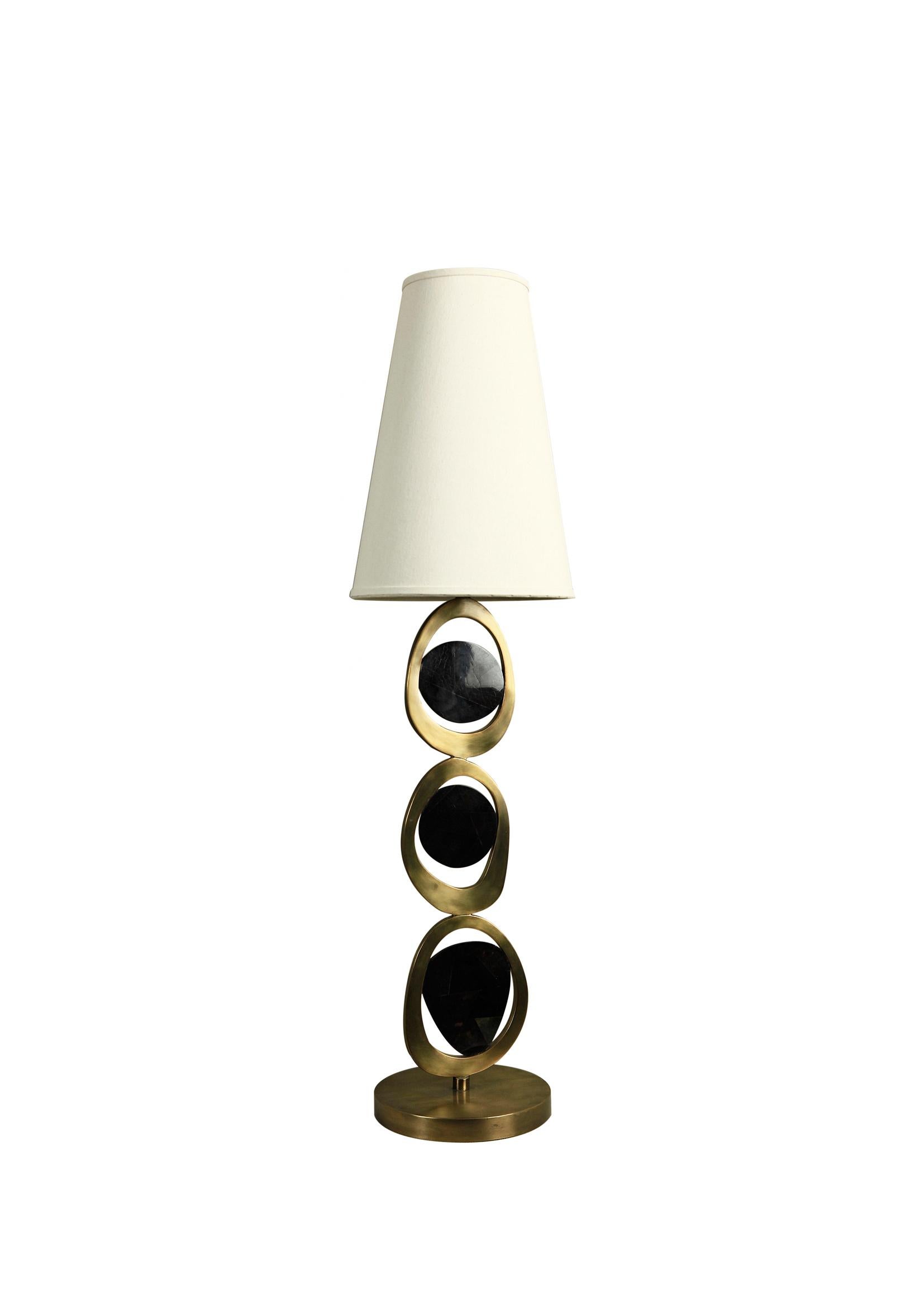 Art Deco Peacock Table Lamp in Shagreen or Shell w/bronze patina brass by R&Y Augousti  For Sale