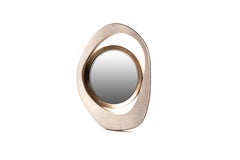 Medium "Peacock" Mirror in Cream Shagreen & Bronze-Patina Brass by R&Y Augousti