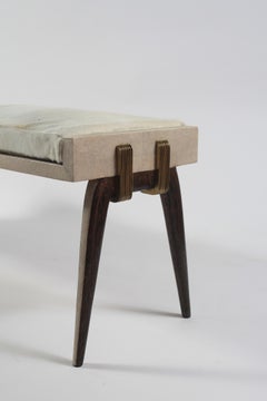 Pianistenbank aus cremefarbenem Chagrin und Bronze-Patina-Messing von R&Y Augousti