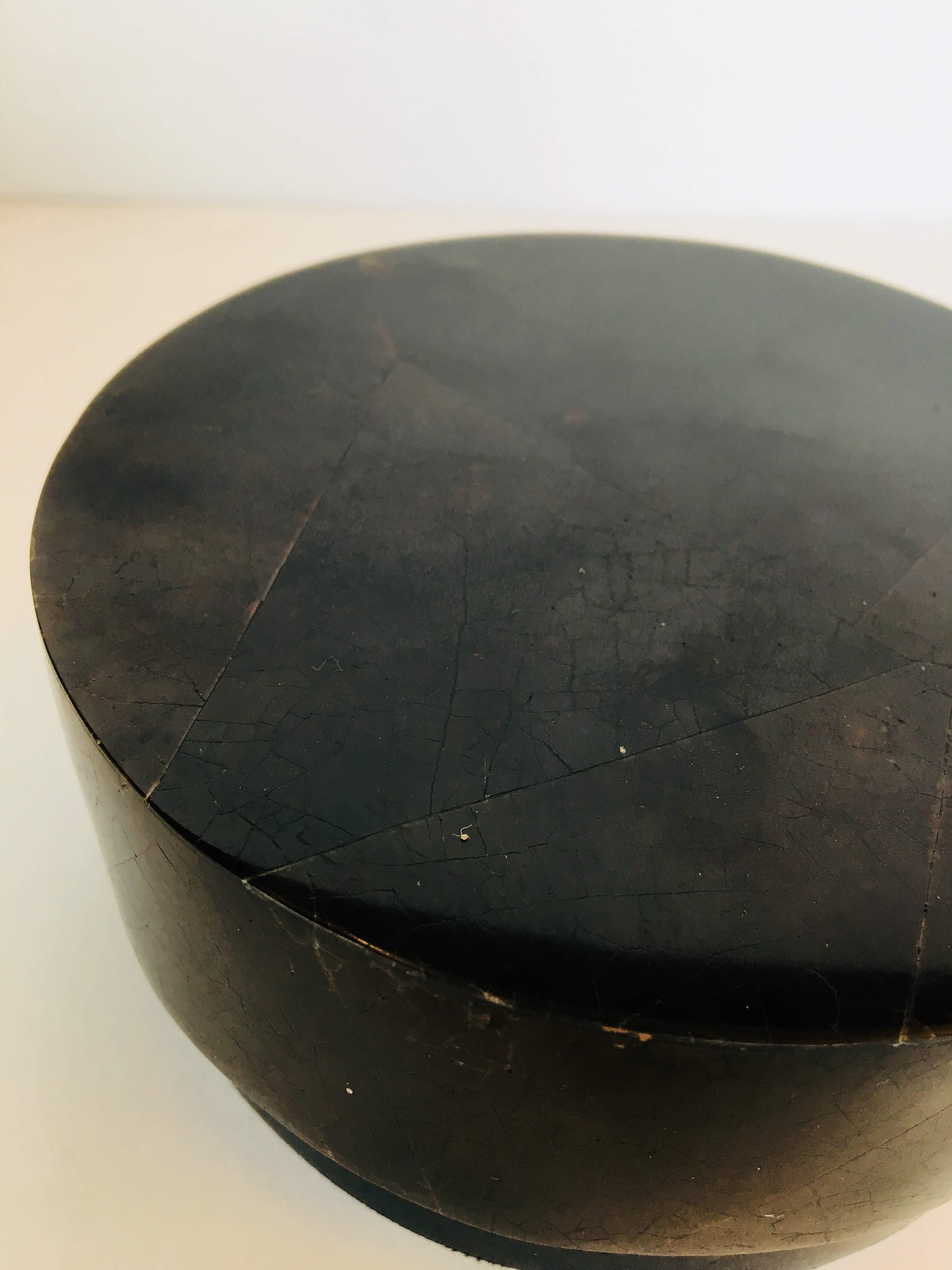 Black R&Y Augousti small round pen shell box.