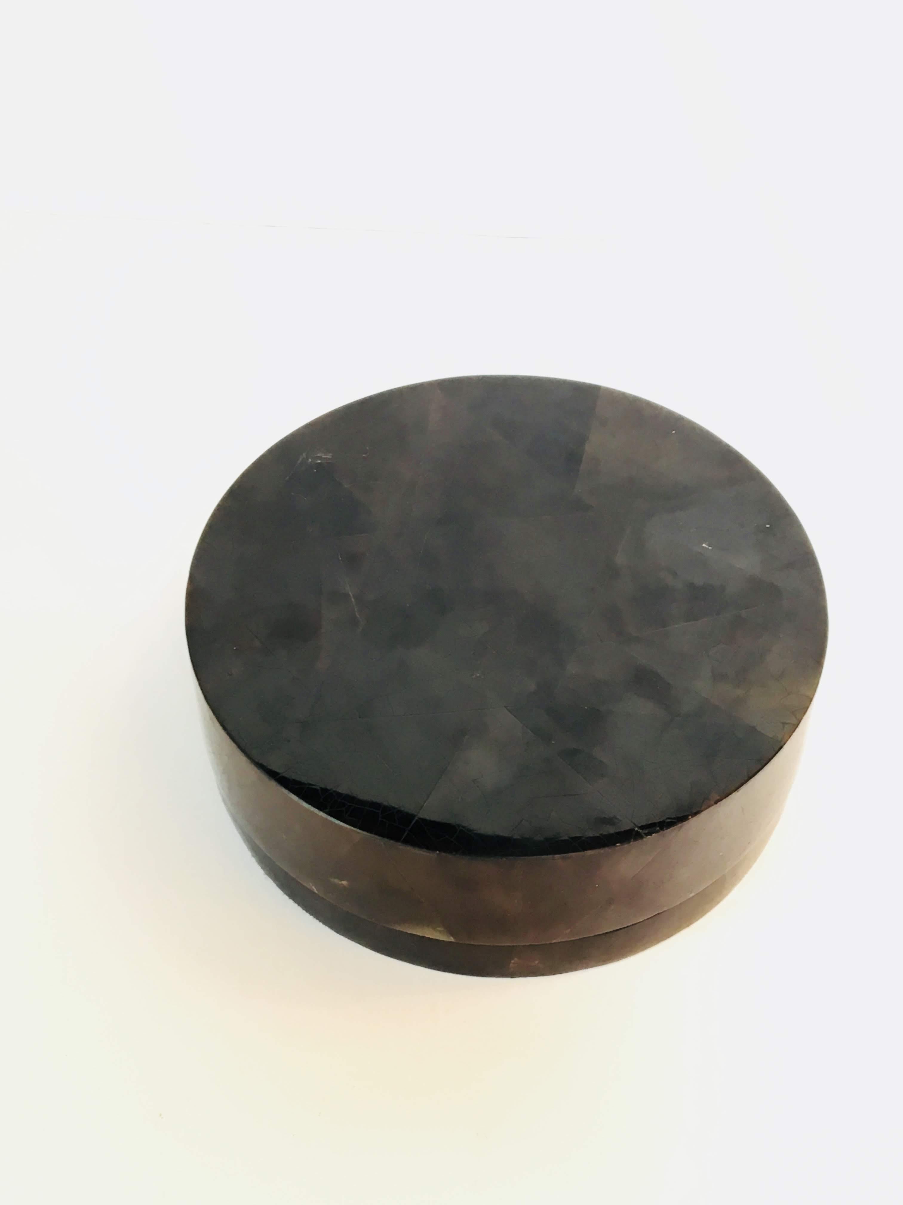 Black R&Y Augousti large round pen shell box.