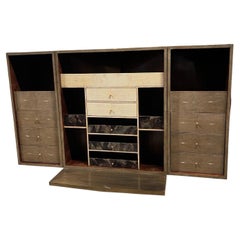 R&Y Augousti Shagreen and Shell Brutalist Bar Cabinet, 1990s