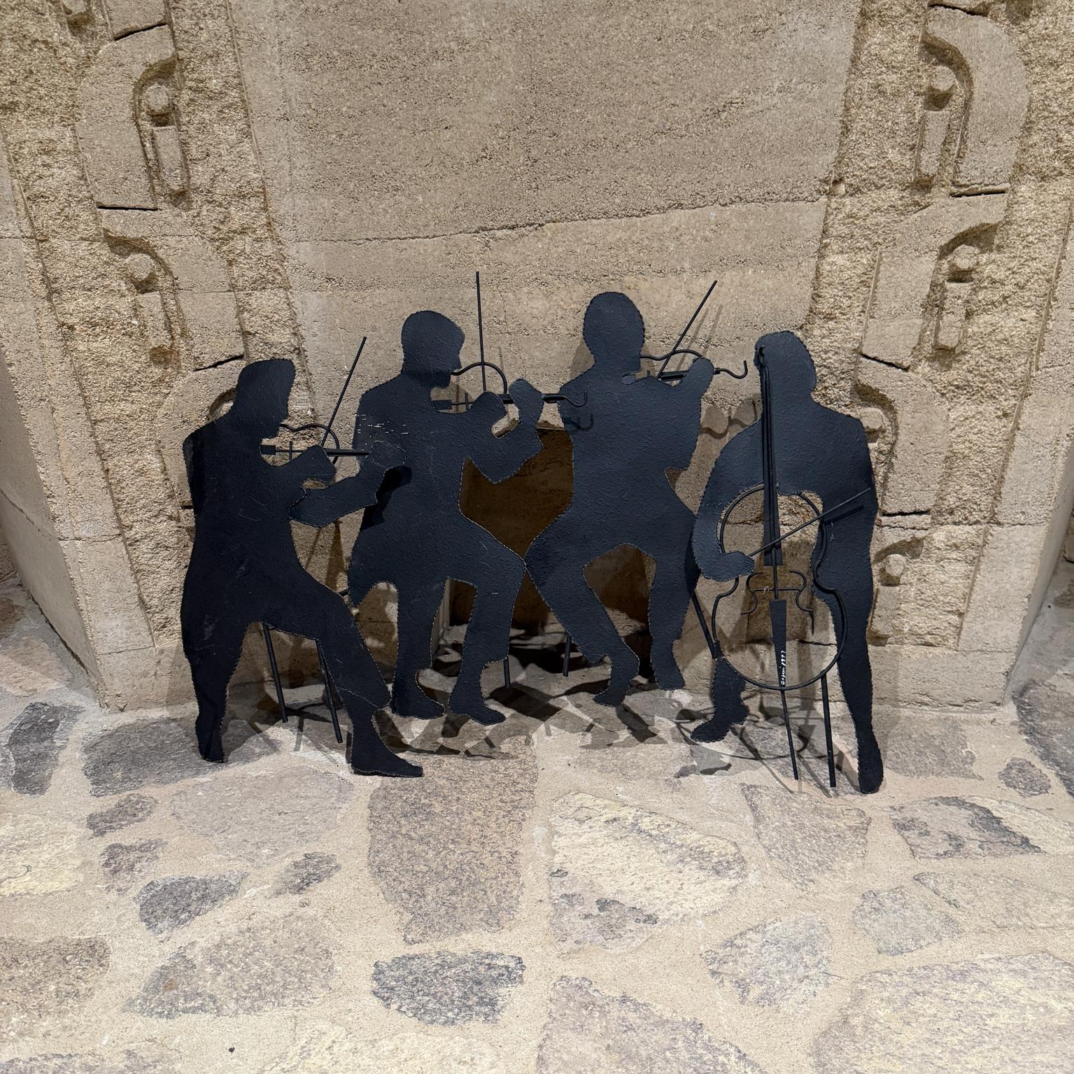 For your consideration, a mid century modern Sculpture by Curtis Jere.  Music Band Scene.
USA circa the 1970s. Iron painted in black. Signed in lower section. Wall mounted sculpture. 

Dimensions: 36 W x 28 H x 2 D

Delivery within 200 miles from