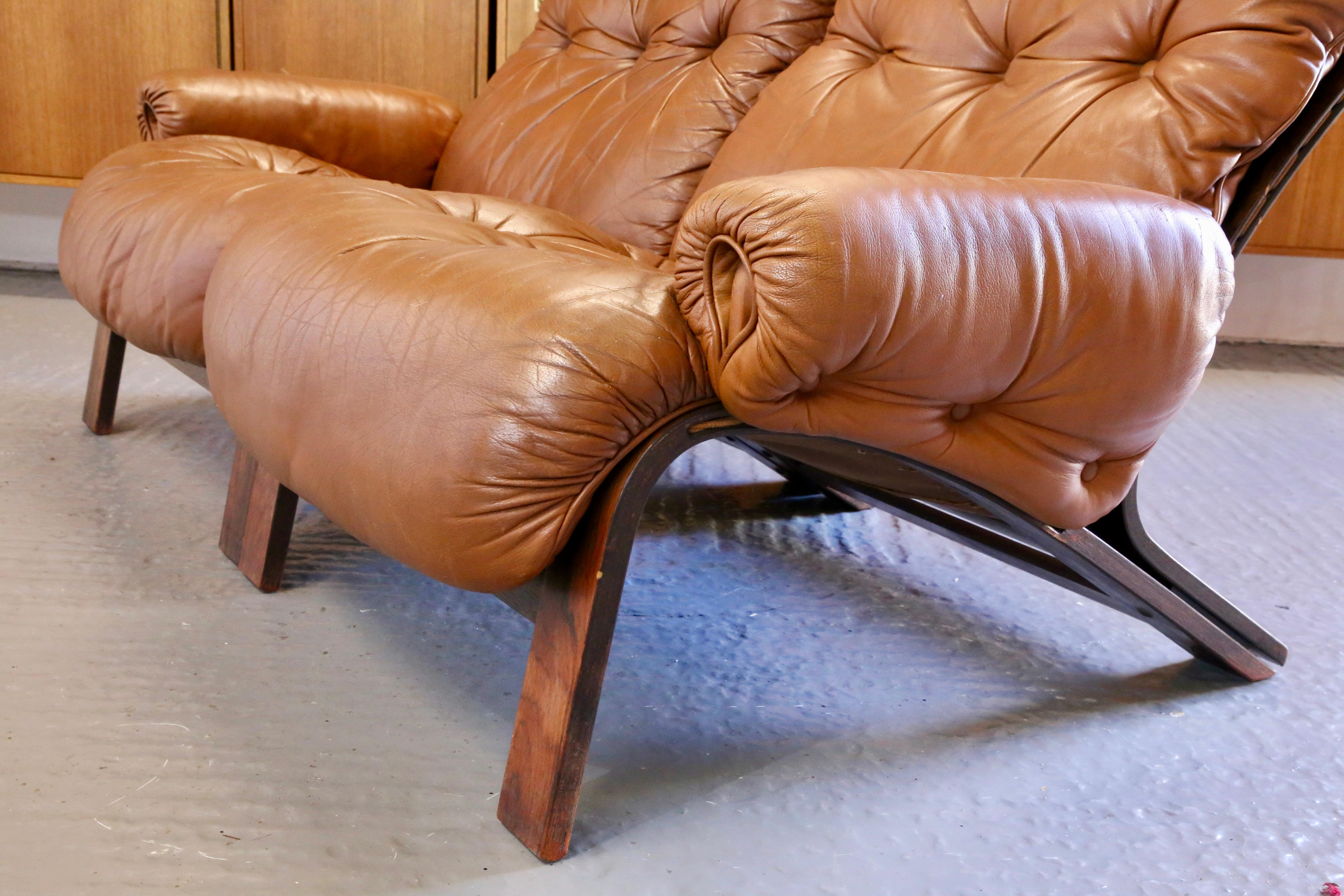Ry-Wing Leather Lounge Sofa/Chairs by Elsa & Nordahl Solheim for Rybo Rykken For Sale 8