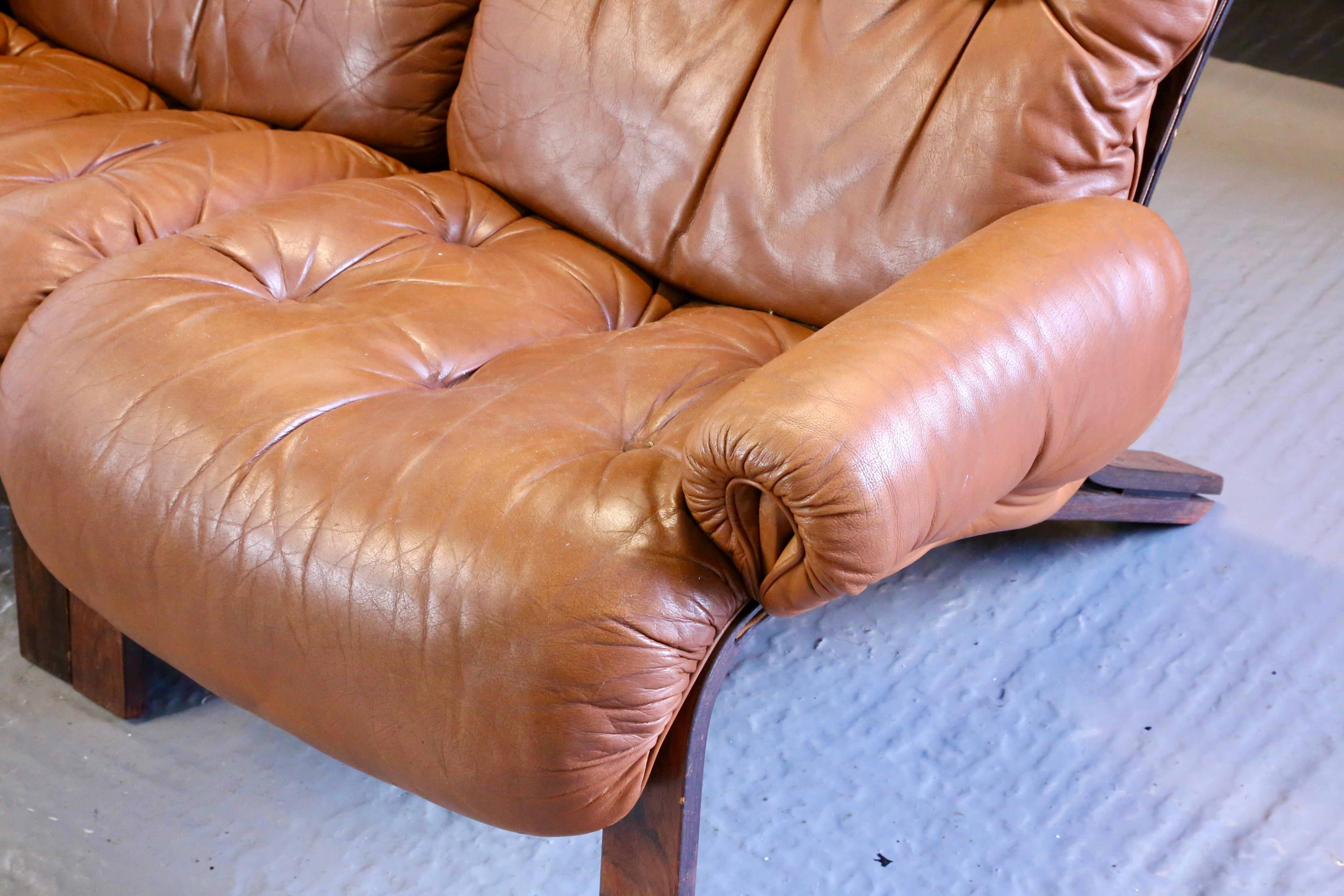 Ry-Wing Leather Lounge Sofa/Chairs by Elsa & Nordahl Solheim for Rybo Rykken For Sale 3