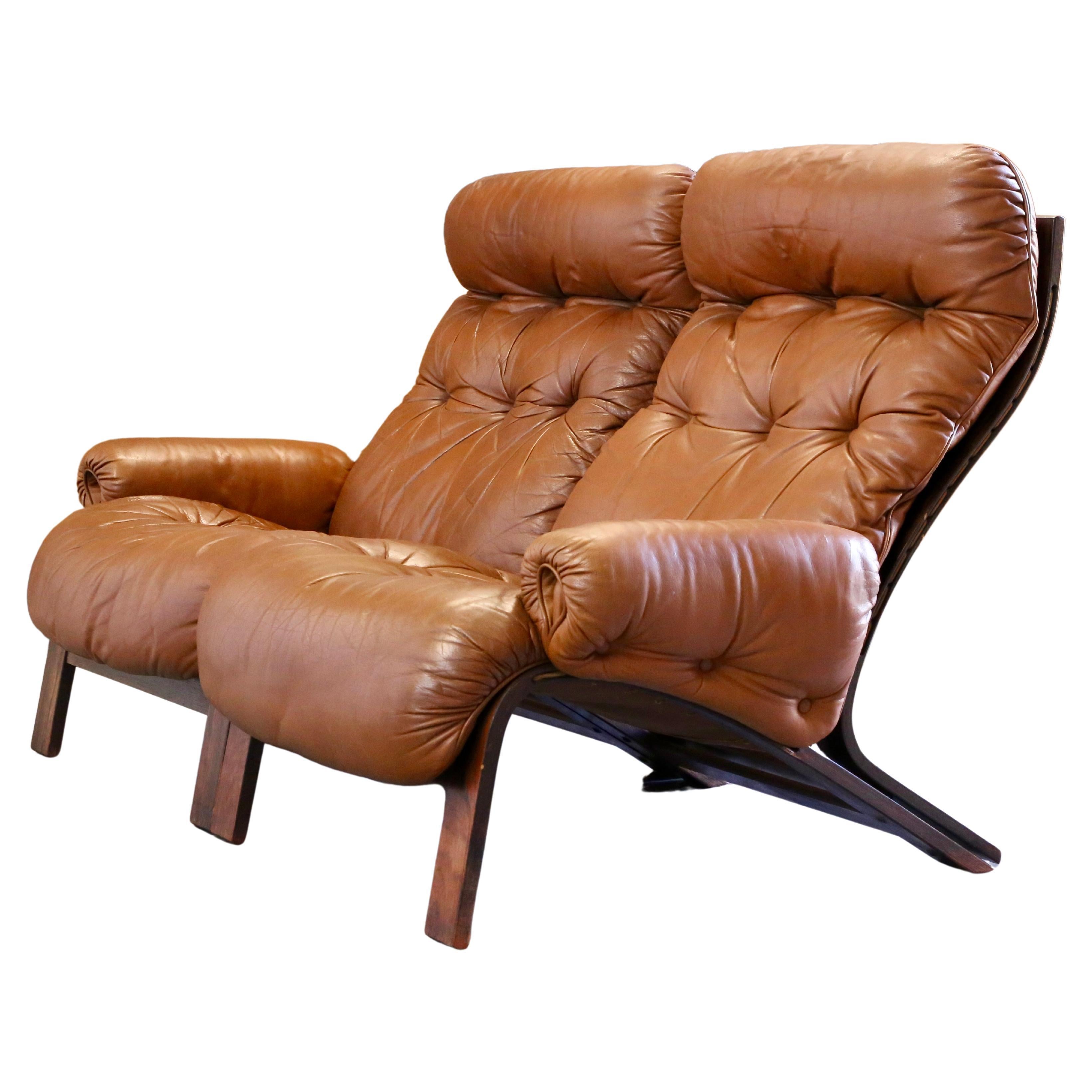 Ry-Wing Leather Lounge Sofa/Chairs by Elsa & Nordahl Solheim for Rybo Rykken For Sale