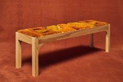 Rya Bench Wood and Vintage Scandinavian Shag Rug