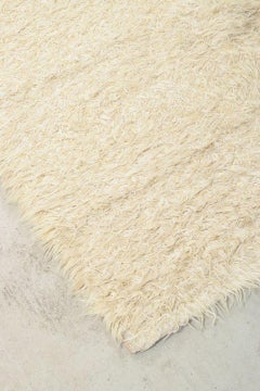 Rya carpet in natural white wool, produced by Blekinge Rya, Sweden.
