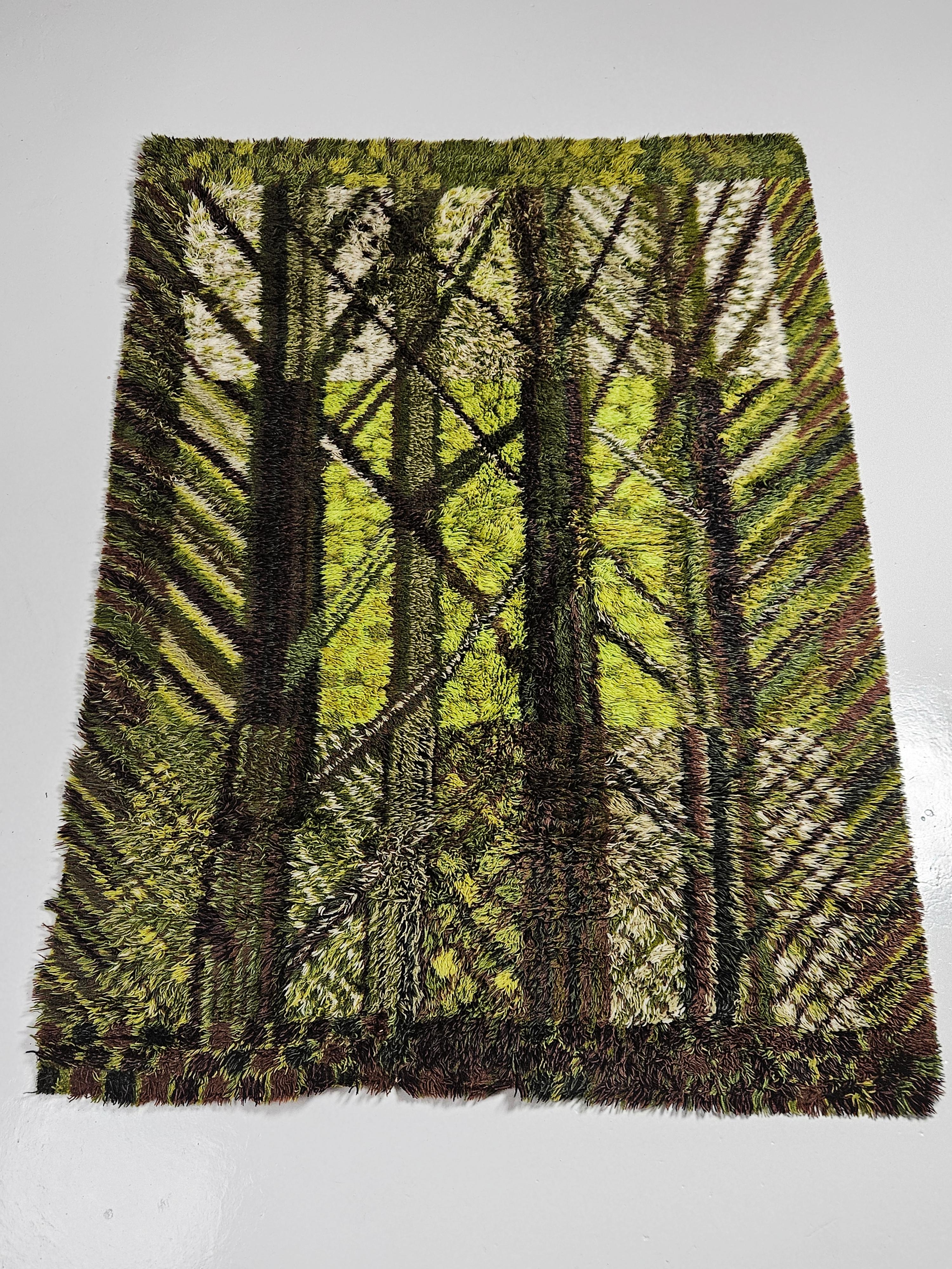 Scandinavian Modern Rya carpet 'Kolmården' by Marianne Richter, Östergyllan, Sweden, 1960s For Sale