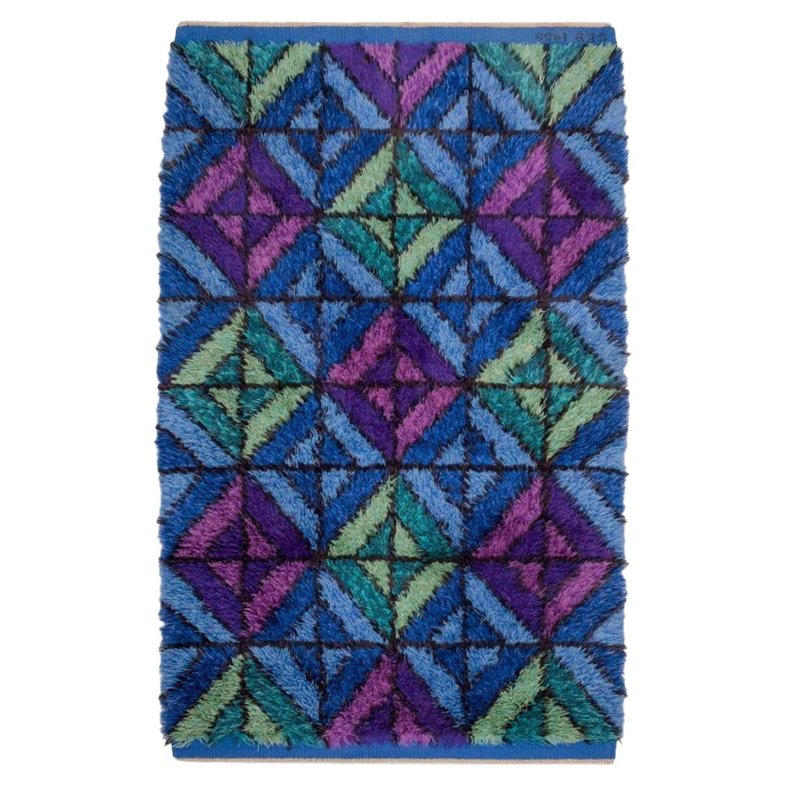 Tapis Rya, Suède. Tissé à la main. Design moderniste. 1958