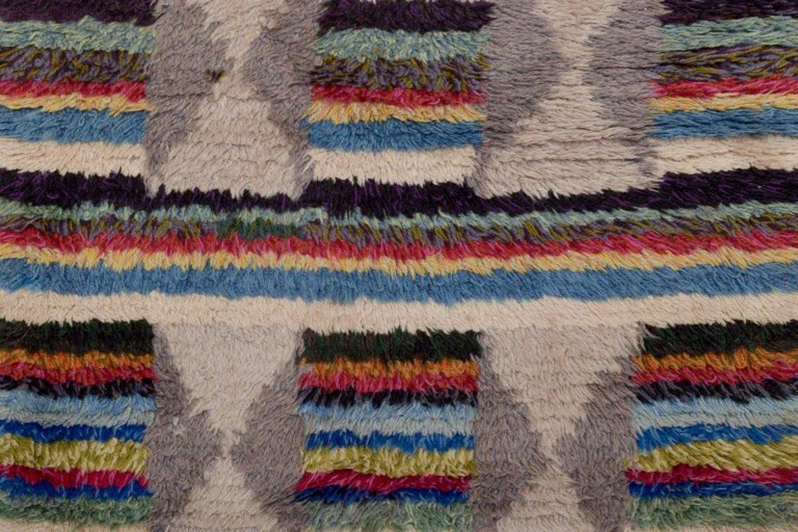 Swedish Rya carpet, Sweden. Modernist design. From the 1970s. For Sale