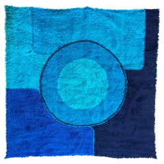 Rya Dania Taepper Abstract Bullseye in Blues Square