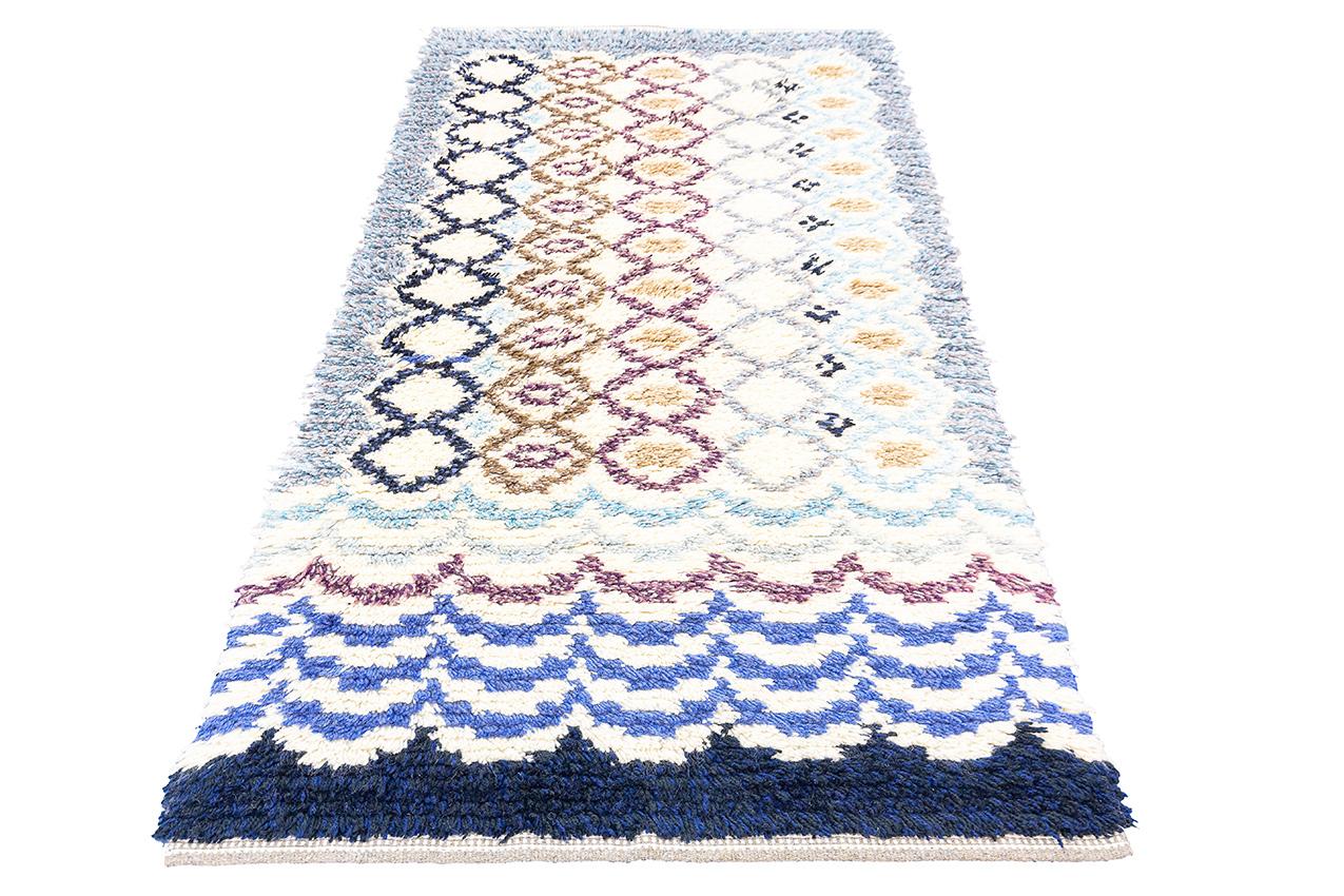 Scandinavian Modern Rya Rug Abstract Design, 1950-1970 For Sale