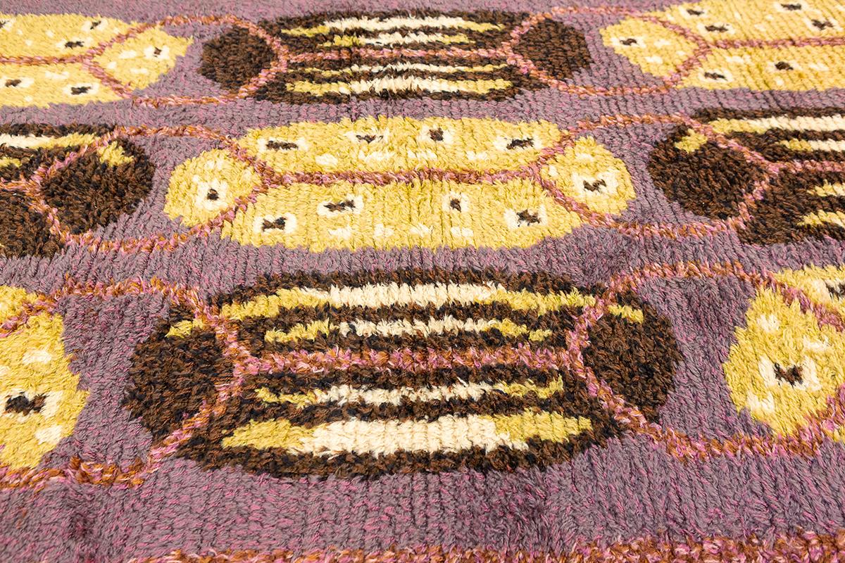 Scandinavian Modern Rya Rug Abstract Design Mollaianrugs Collection For Sale
