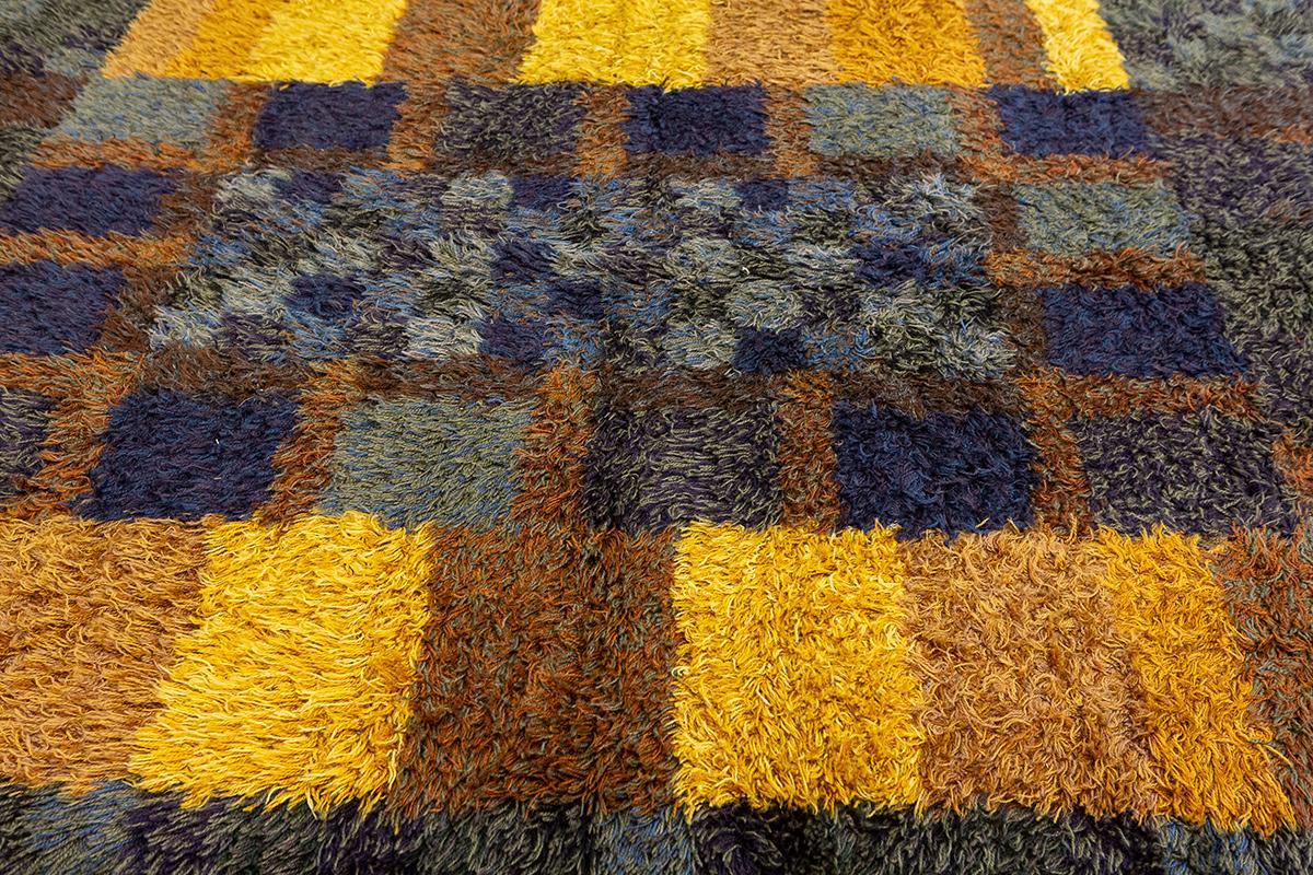 Scandinavian Modern Rya Rug Abstract Design Mollaianrugs Collection For Sale
