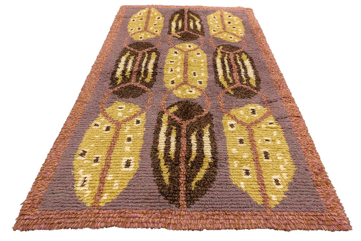 Scandinavian Rya Rug Abstract Design Mollaianrugs Collection For Sale