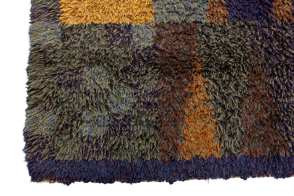 Scandinavian Rya Rug Abstract Design Mollaianrugs Collection For Sale