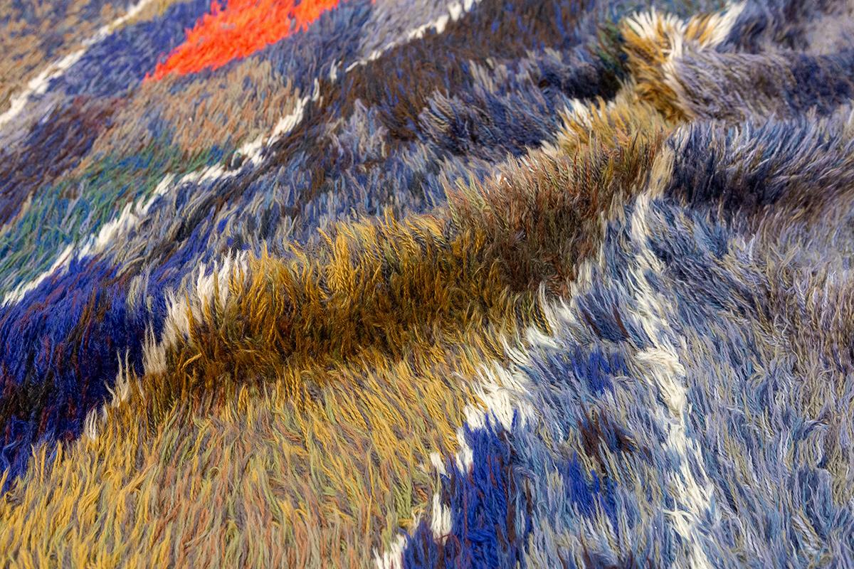 20th Century Rya Rug Abstract Design Mollaianrugs Collection For Sale