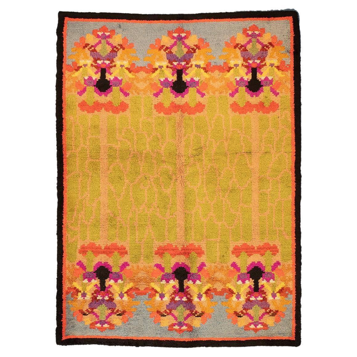 Vibrant Deep Red Tone Rya Area Rug For Sale at 1stDibs