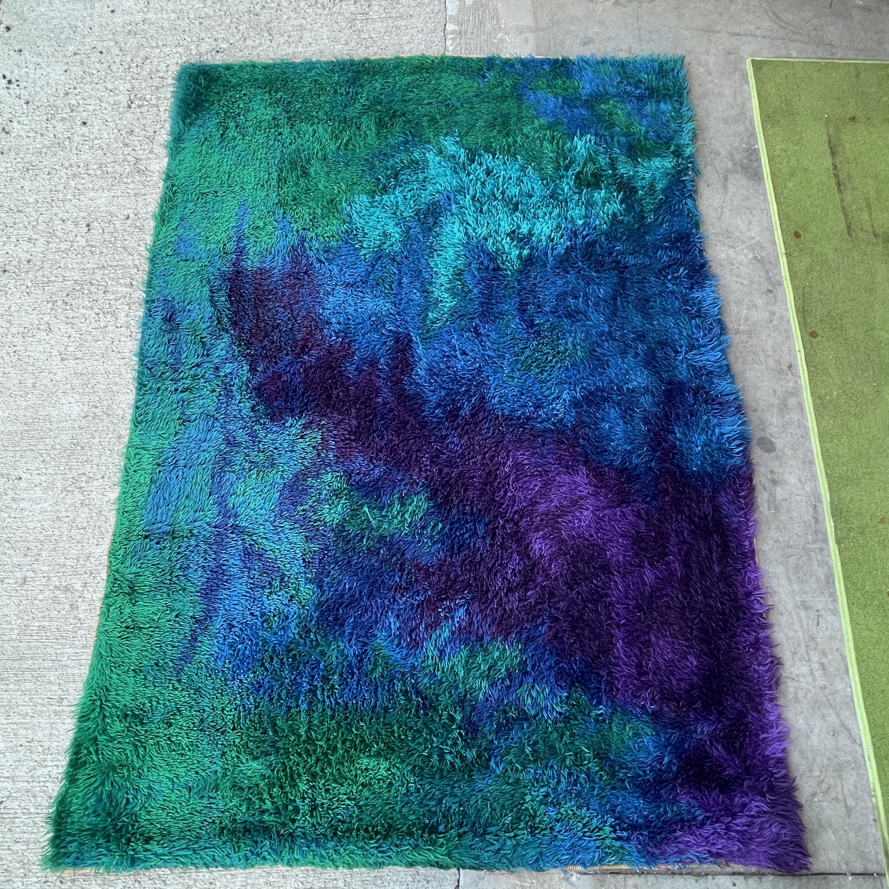 Scandinavian Modern Rya Rug by Ib Antoni for Unika Væv 75 x 54 For Sale